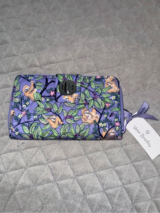 Vera Bradley Handbags - Vera Bradley Lavender Quilted Wallet with Sloth & Leaf Print